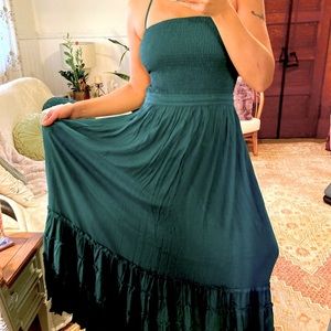 Emerald Green backless maxi dress
